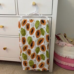 Little Unicorn Papaya Print Cotton Muslin Swaddle
